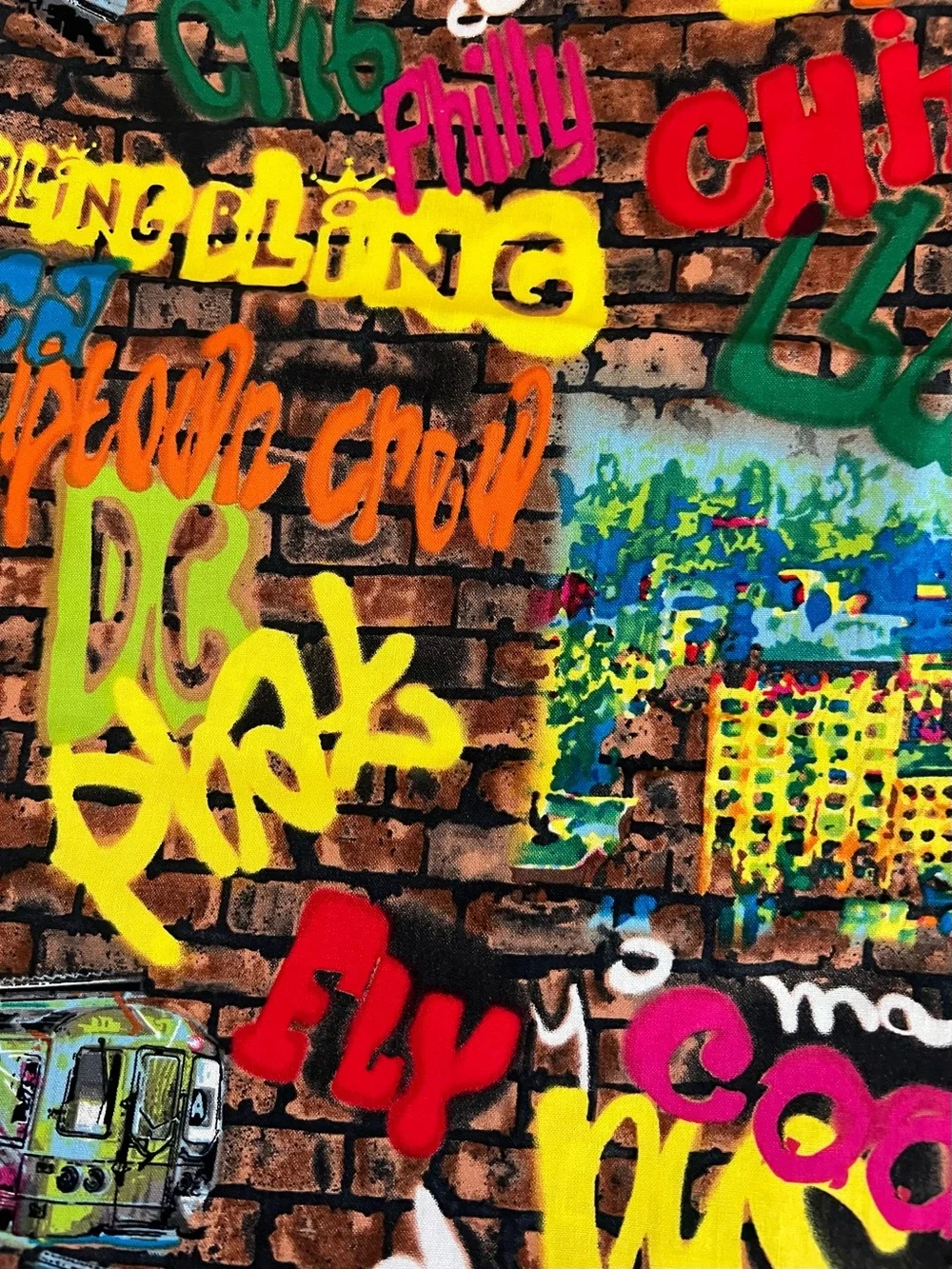 Fabric Graffitti Tag Art Words Subway Sewing 2 Yards